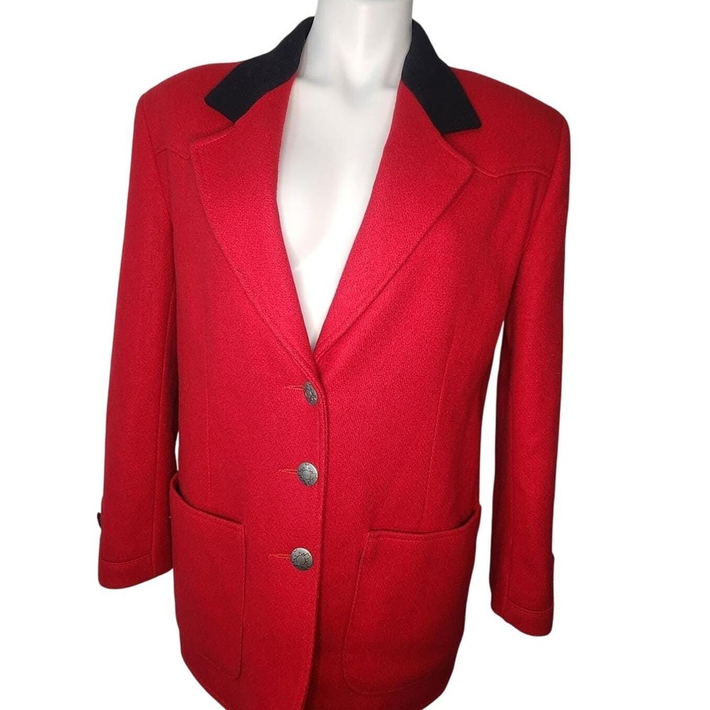 VTG Red wool southwestern blazer jacket by Pioneer Wear‎ Medium Western Fashion